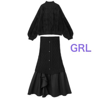 GRL - GRL バックベルトトップス+ドッキングスカートニットセットアップ