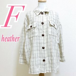 ヘザー(heather)のヘザー　ジャケット　F　ホワイト　ベージュ　カジュアル　チェック　アクリル　ポリ(その他)