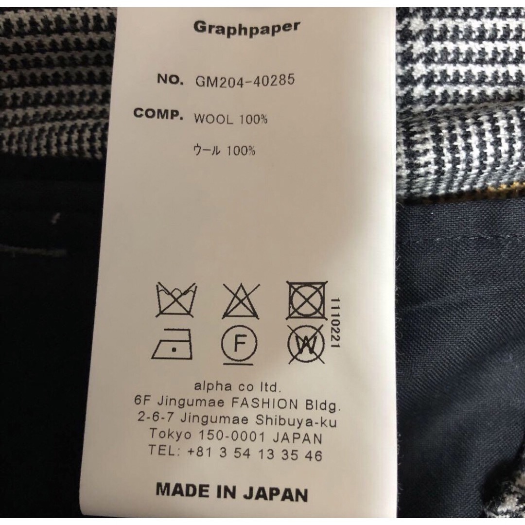 Graphpaper(グラフペーパー)の新品未使用 グラフペーパー　Glencheck Wool Cook Pants メンズのパンツ(スラックス)の商品写真