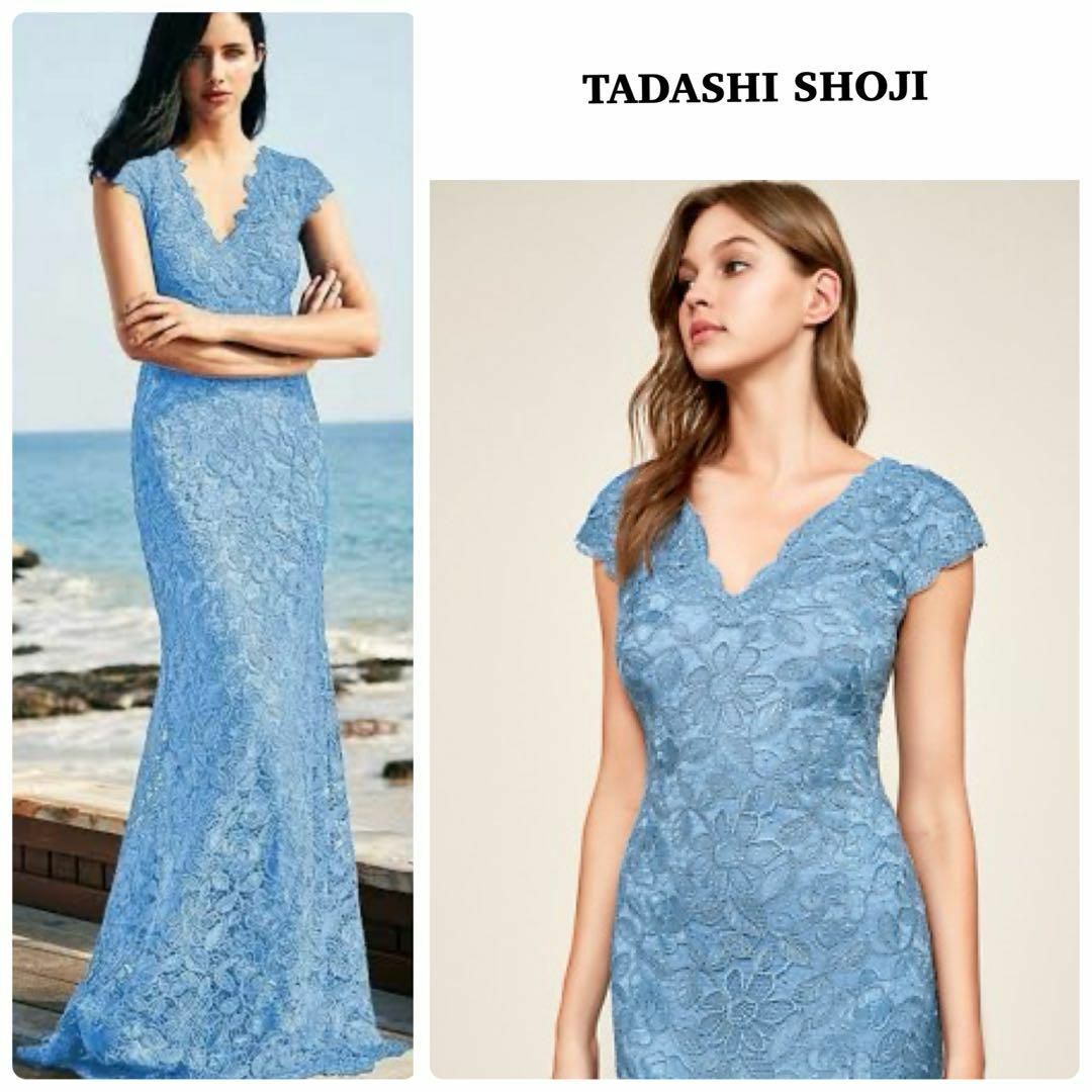 TADASHI SHOJI(タダシショウジ)の【TADASHI SHOJI】スカラップレース　ロングドレス　イブニングドレス レディースのフォーマル/ドレス(ロングドレス)の商品写真