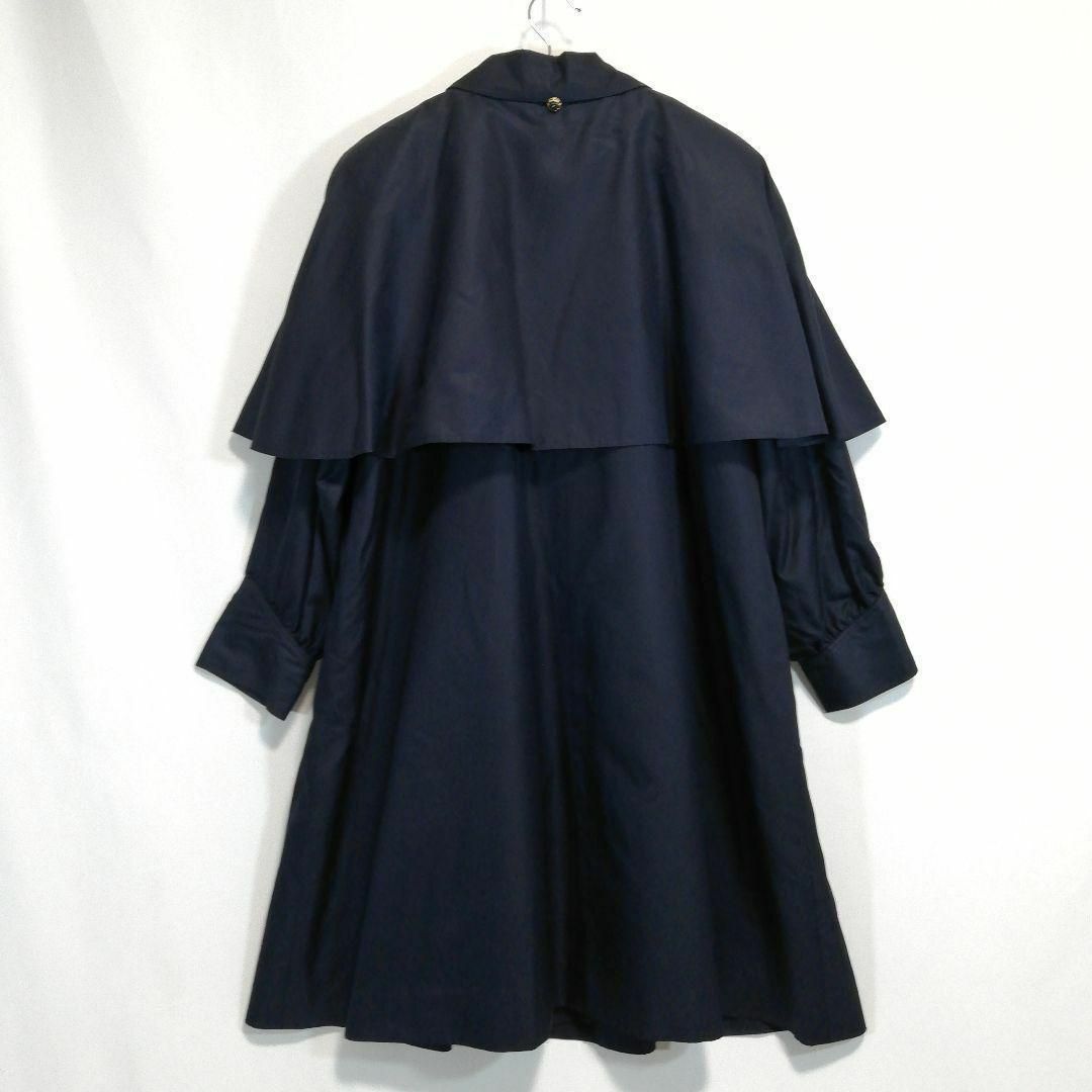 クレモナ シルク100%コート ライナー付き 高級 ネイビー 紺色 レディース レディースのジャケット/アウター(ロングコート)の商品写真