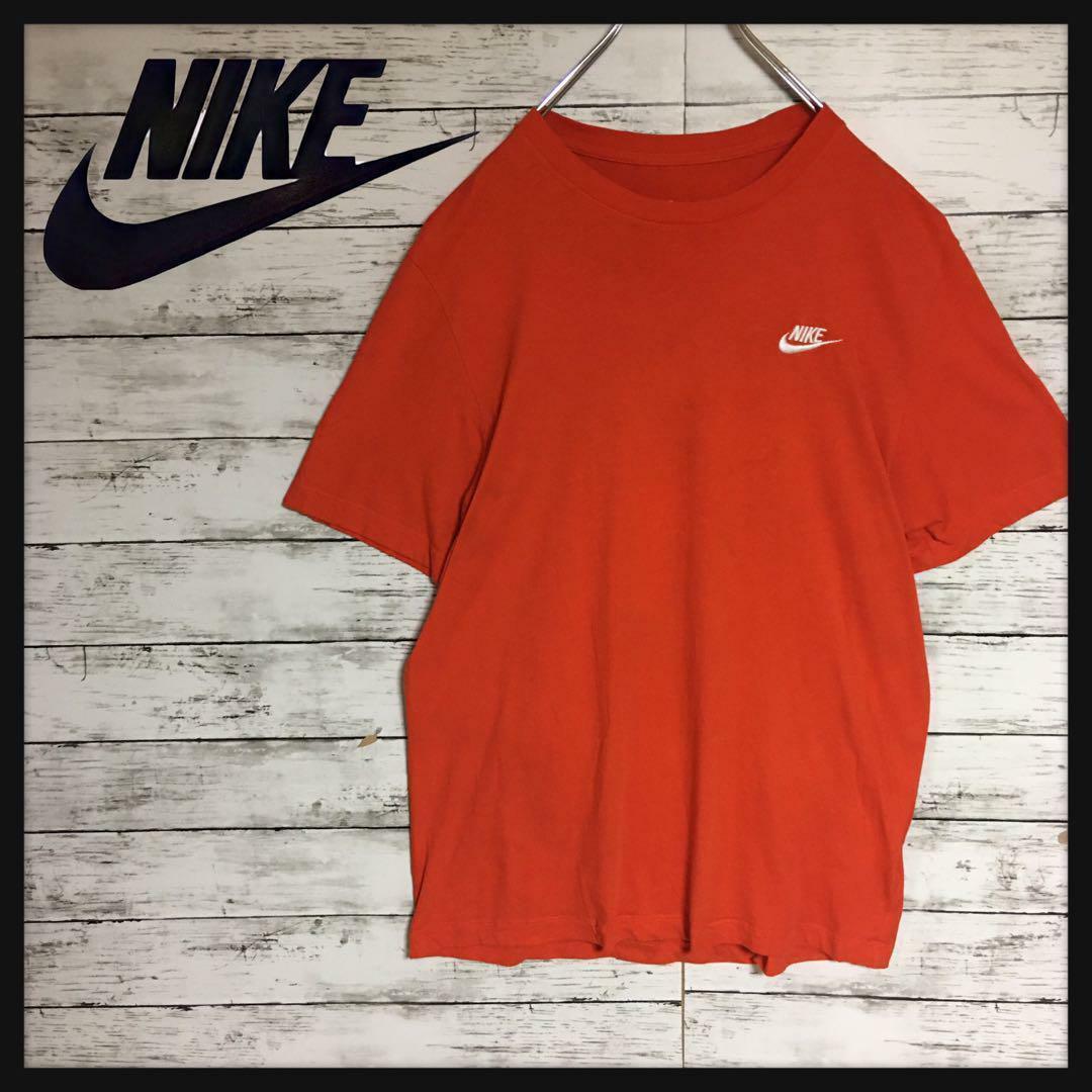 NIKE(ナイキ)の【人気ビンテージ】ナイキ　半袖ワンポイント刺繍Tシャツ　オレンジM D108 メンズのトップス(Tシャツ/カットソー(半袖/袖なし))の商品写真