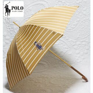 新品【ポロラルフローレン】ポロベア＆ロゴ刺繍 ボーダーストライプ 長傘 雨傘