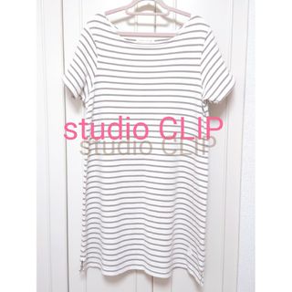 スタディオクリップ(STUDIO CLIP)のスタディオクリップ ボーダー カットソー Tシャツ ロング丈 チュニック(カットソー(半袖/袖なし))