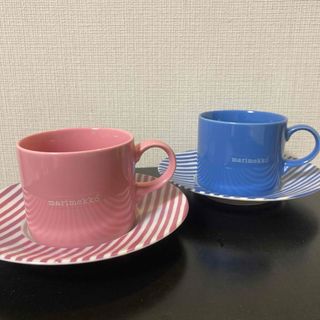 マリメッコ(marimekko)のマリメッコ　ペア　ストライプ　カップ&ソーサー　マグカップ　コーヒー　シンプル(グラス/カップ)