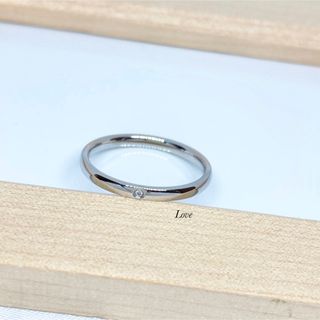 シンプル 1粒リング ステンレスリング ステンレス指輪 ピンキーリング シルバー(リング(指輪))
