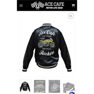 エースカフェ スカジャン Live to Ride ブラック ACE CAFE(ライダースジャケット)