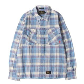 ダブルタップス(W)taps)の美品 WTAPS ダブルタップス シャツ サイズ:S チェック ワークシャツ VATOS L/S ブルー パープル トップス カジュアルシャツ 長袖 ボックスシルエット【メンズ】【中古】(シャツ)