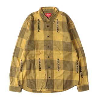 Supreme - 美品 Supreme シュプリーム シャツ サイズ:M 20SS ブランドロゴ チェック 長袖シャツ Logo Plaid Shirt イエロー トップス カジュアルシャツ 【メンズ】【中古】