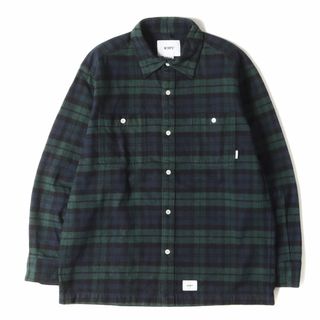 ダブルタップス(W)taps)のWTAPS ダブルタップス シャツ サイズ:L 19AW ヘビー チェック フランネル シャツ UNION LS グリーン ネイビー トップス カジュアルシャツ 長袖【メンズ】【中古】(シャツ)