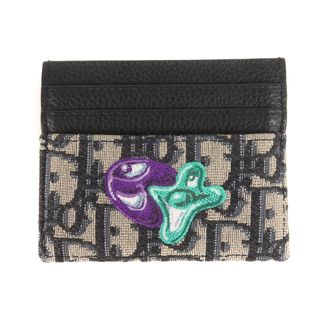 DIOR HOMME - Dior HOMME ディオールオム KENNY SCHARF オブリーク キャンバス レザー カードケース / パスケース ベージュ ブラック ネイビー イタリア製 ラグジュアリー ブランド【メンズ】【中古】