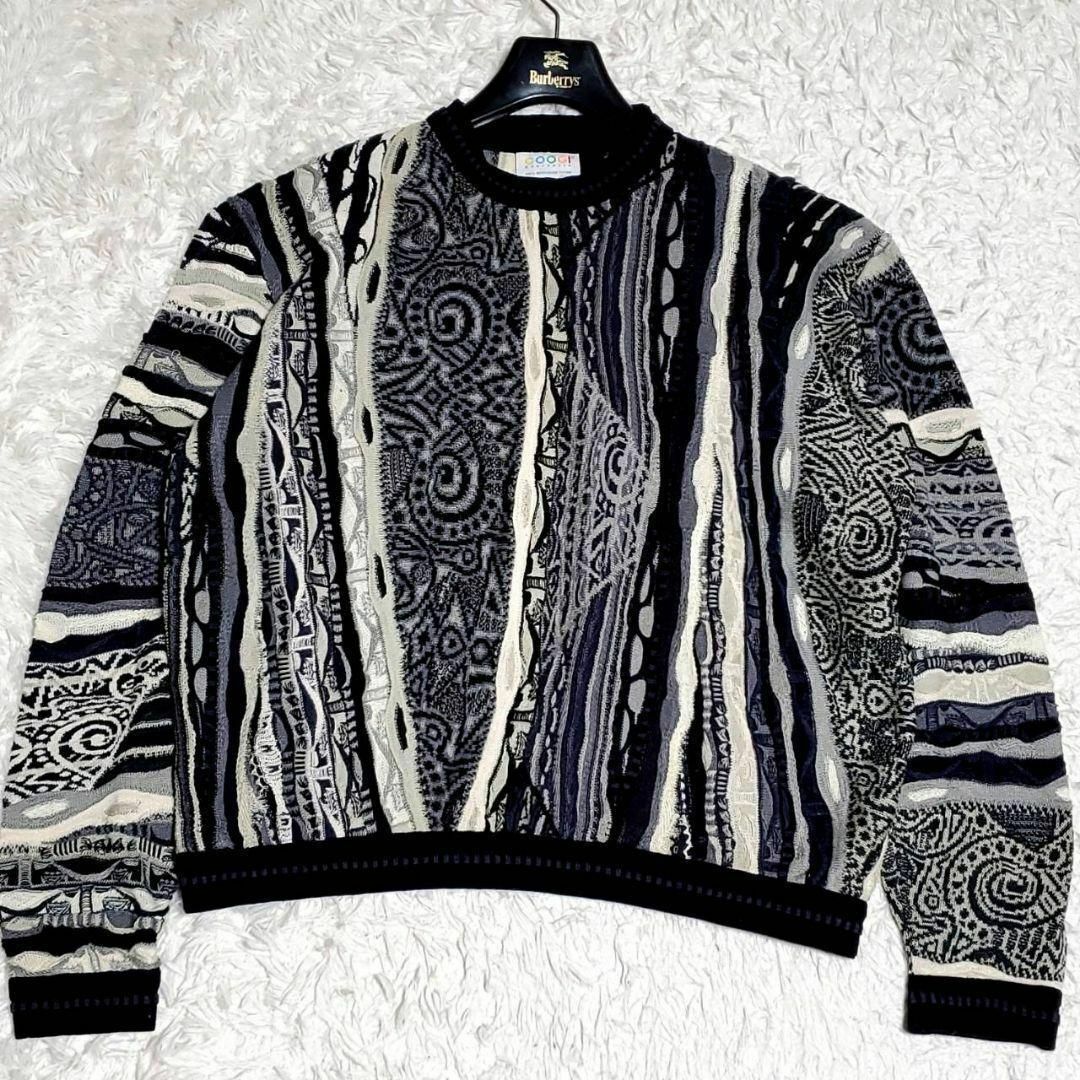 COOGI(クージー)の美品 XL クージー 3Dニット セーター 灰 オーバーサイズ オーストラリア製 メンズのトップス(ニット/セーター)の商品写真