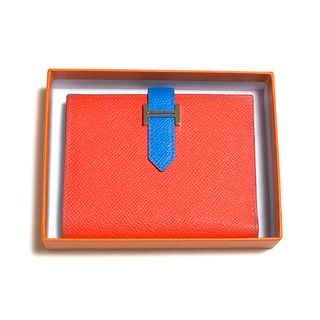 エルメス(Hermes)の未使用☆エルメス　ベアンコンパクト バイカラー　レッド　青　赤　シルバー金具(財布)