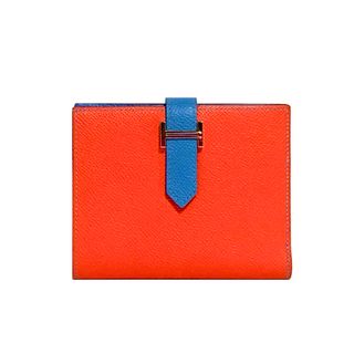 Hermes - 未使用☆エルメス　ベアンコンパクト バイカラー　レッド　青　赤　シルバー金具