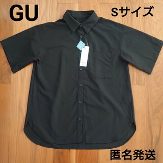ジーユー(GU)の【タグ付き未使用】 GU オーバーサイズシャツ 5分袖 Sサイズ ブラック(シャツ/ブラウス(半袖/袖なし))