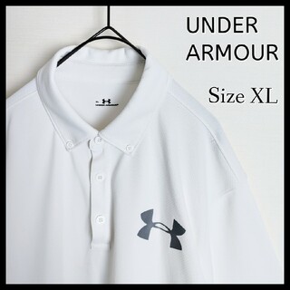 UNDER ARMOUR - 【人気デザイン】アンダーアーマー☆両面プリントロゴ付ポロシャツ　XL　ホワイト