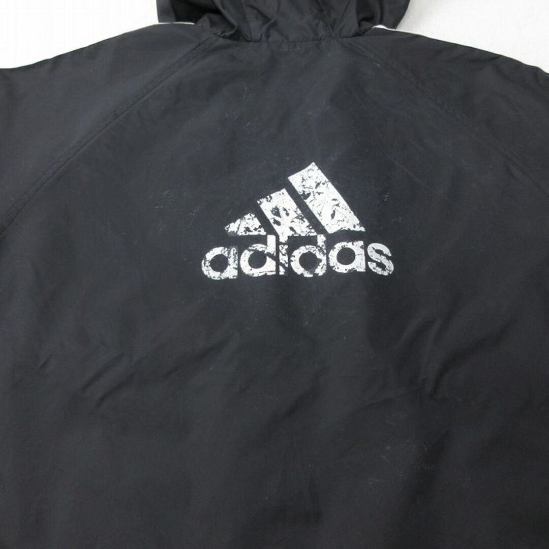 adidas(アディダス)の古着 アディダス adidas 長袖 ナイロン スウェット パーカー キッズ ボーイズ 子供服 90年代 90s ビッグロゴ ラグラン 黒 ブラック 内側メッシュ 3本ライン 23dec08 キッズ/ベビー/マタニティのベビー服(~85cm)(シャツ/カットソー)の商品写真