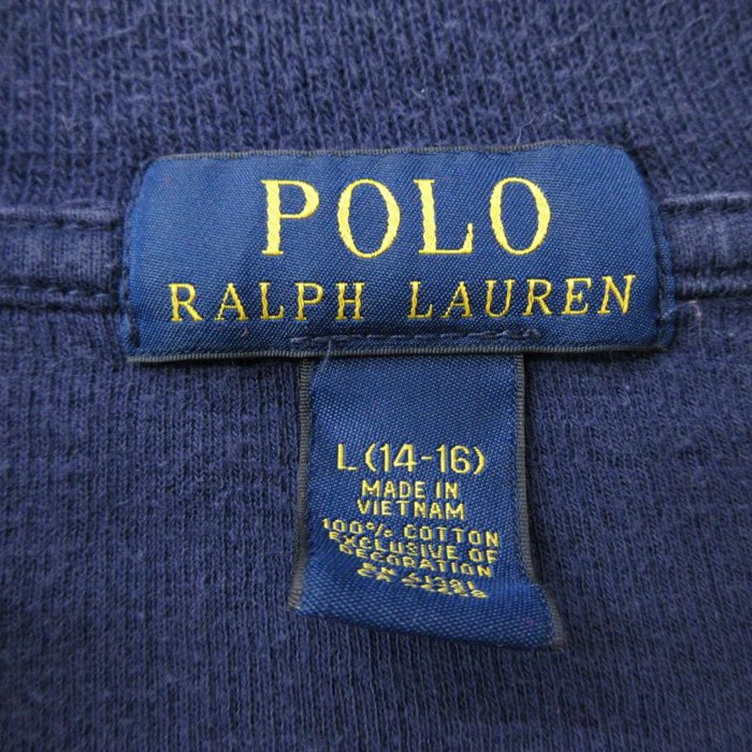 Ralph Lauren(ラルフローレン)の古着 ラルフローレン Ralph Lauren 長袖 ブランド ハーフジップ セーター キッズ ボーイズ 子供服 ワンポイントロゴ コットン 紺 ネイビー 23dec08 キッズ/ベビー/マタニティのベビー服(~85cm)(シャツ/カットソー)の商品写真