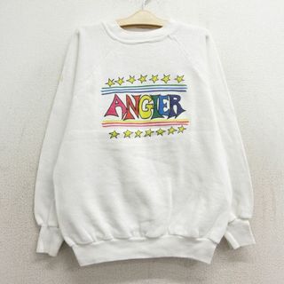 古着 長袖 スウェット キッズ ボーイズ 子供服 80年代 80s ANGIER ラグラン クルーネック 白 ホワイト 23dec08(シャツ/カットソー)