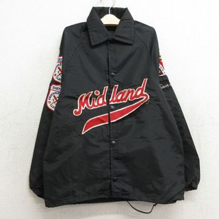 古着 長袖 ビンテージ ナイロン コーチジャケット キッズ ボーイズ 子供服 70年代 70s Midland インディアン 野球 ベースボール ラグラン 黒 ブラック 23dec08(シャツ/カットソー)