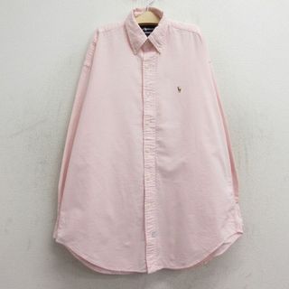 ラルフローレン(Ralph Lauren)の古着 ラルフローレン Ralph Lauren 長袖 ブランド シャツ キッズ ボーイズ 子供服 90年代 90s ワンポイントロゴ オックスフォード コットン ボタンダウン 薄ピンク 23dec09(シャツ/カットソー)