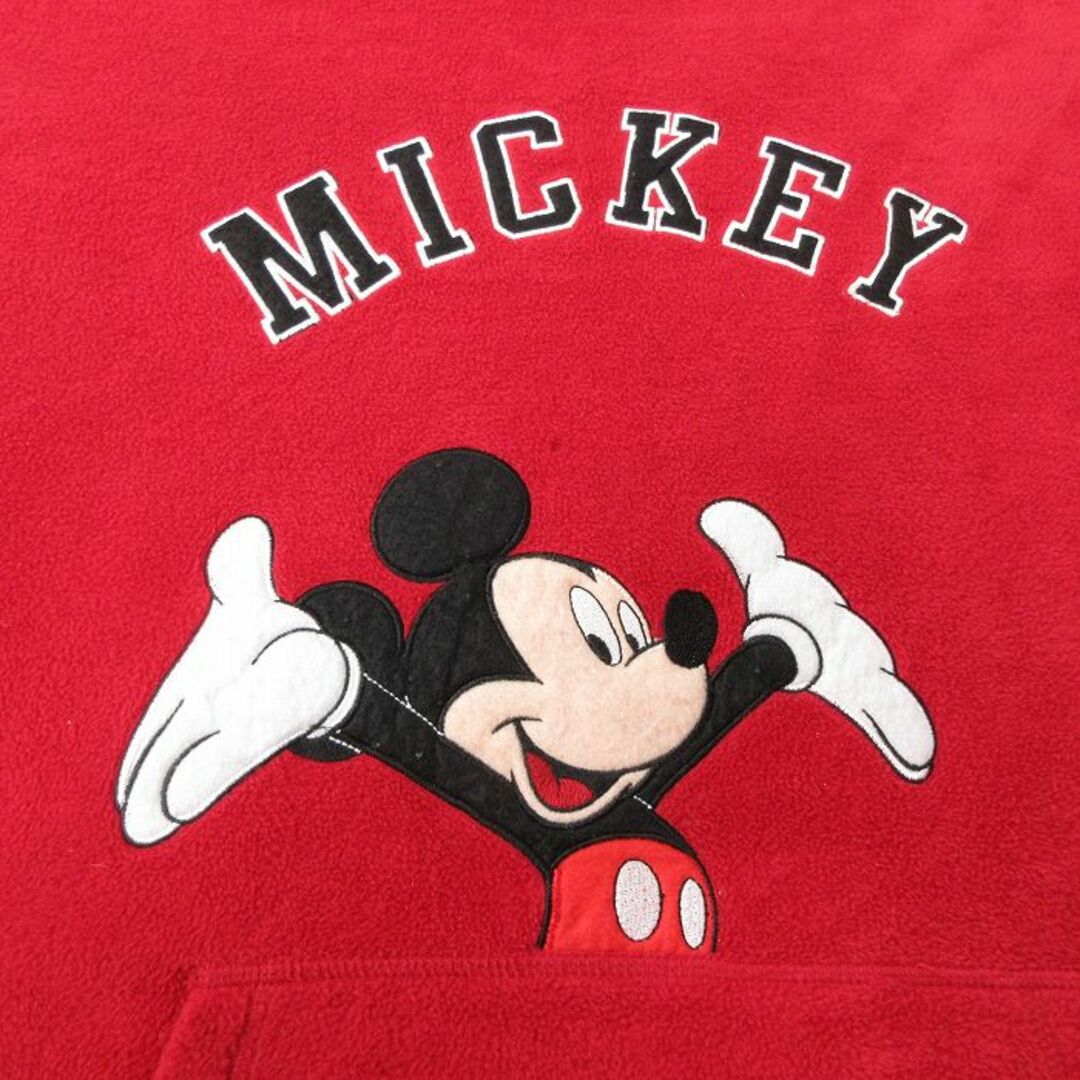 Disney(ディズニー)の古着 長袖 フリース トップス パーカー レディース ディズニー DISNEY ミッキー MICKEY MOUSE 大きいサイズ 赤 レッド 23dec02 中古 レディースのトップス(パーカー)の商品写真