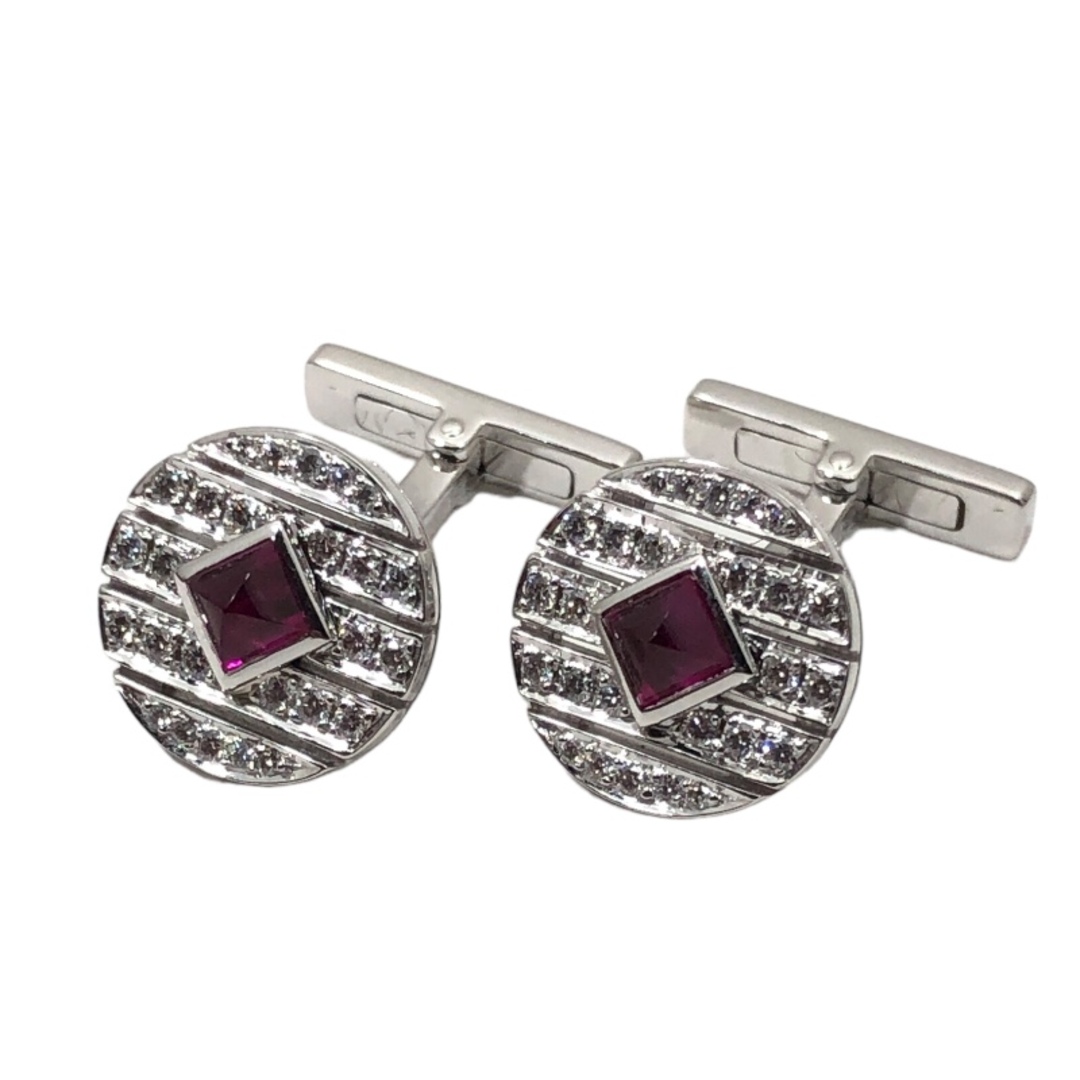 Cartier - カルティエ Cartier ルビー ダイヤ カフス 750WG ジュエリー Cartier - カルティエ Cartier ルビー ダイヤ カフス 750WG ジュエリー