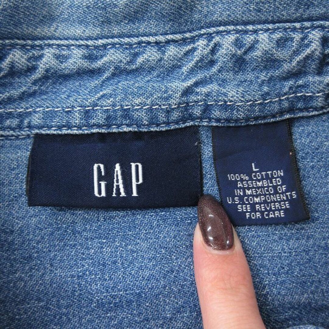 GAP(ギャップ)の古着 ギャップ GAP 長袖 シャツ 00年代 00s レディース コットン 紺 ネイビー デニム 23dec08 中古 ブラウス トップス レディースのトップス(ポロシャツ)の商品写真