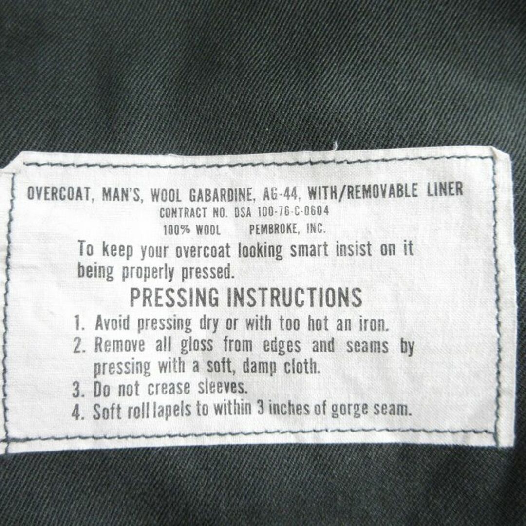 M★古着 長袖 ビンテージ ミリタリー オーバー コート メンズ 70年代 70s ロング丈 ウール USA製 緑 グリーン 23dec05 中古 アウター メンズのジャケット/アウター(ダッフルコート)の商品写真