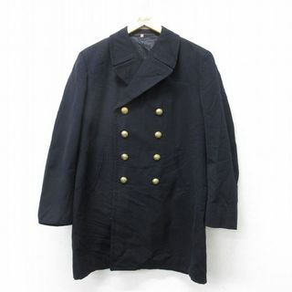 L★古着 長袖 ビンテージ ミリタリー コート 将校服 ユニフォーム メンズ 60年代 60s ドイツ軍 ロング丈 黒 ブラック 23dec05 中古 アウター(ダッフルコート)