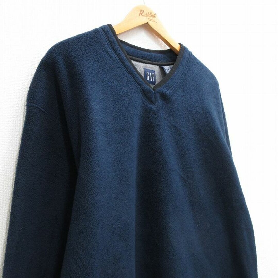 GAP(ギャップ)のL★古着 ギャップ GAP 長袖 フリース ジャケット メンズ 00年代 00s Vネック 紺他 ネイビー 23dec02 中古 アウター メンズのジャケット/アウター(ダッフルコート)の商品写真