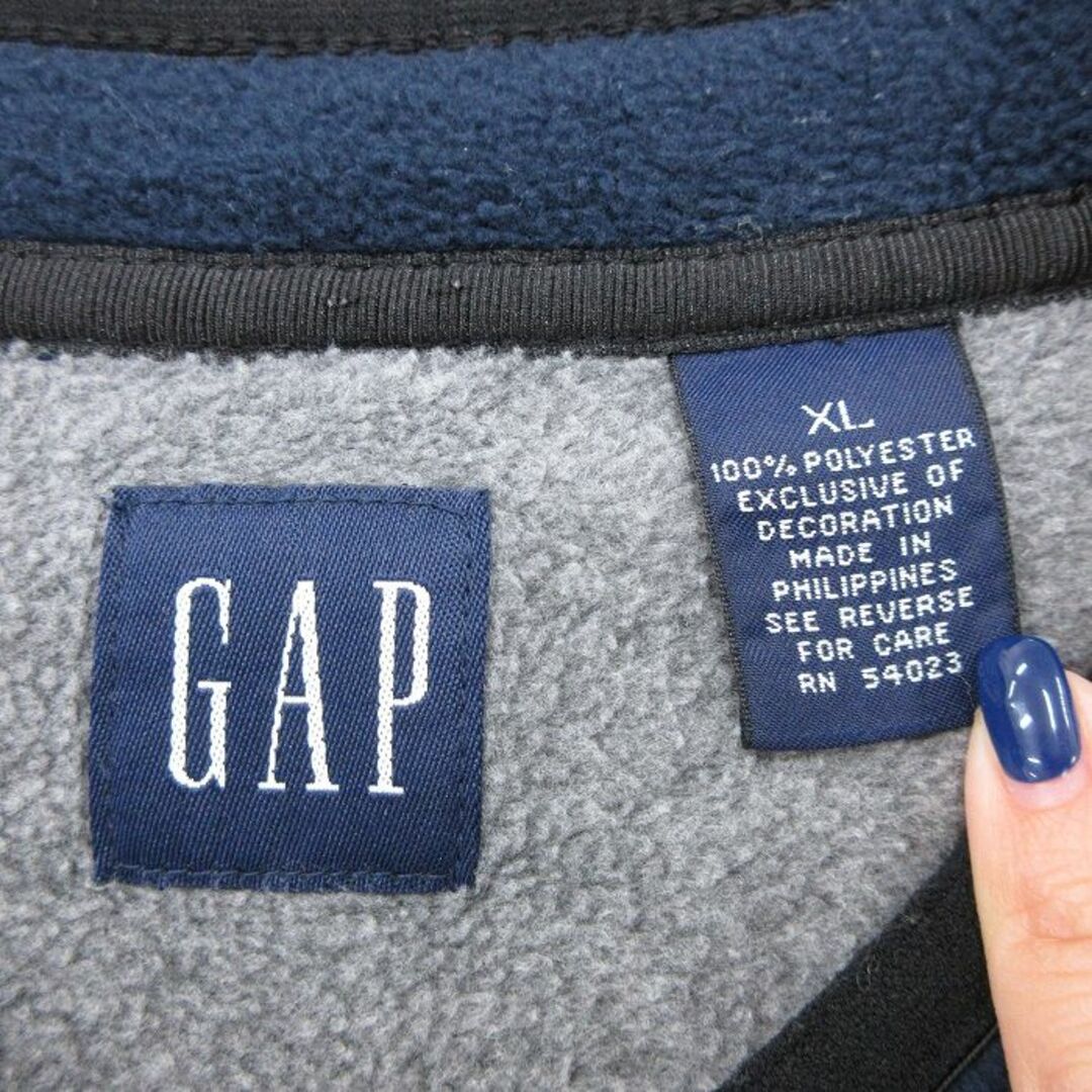 GAP(ギャップ)のL★古着 ギャップ GAP 長袖 フリース ジャケット メンズ 00年代 00s Vネック 紺他 ネイビー 23dec02 中古 アウター メンズのジャケット/アウター(ダッフルコート)の商品写真