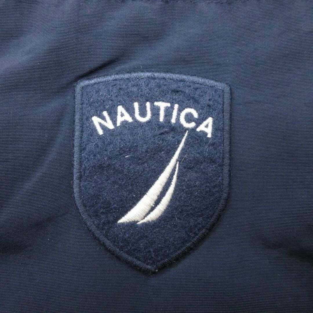 NAUTICA(ノーティカ)のXL★古着 ノーティカ NAUTICA 長袖 ブランド ナイロン セーリング ダウン ジャケット メンズ ワンポイントロゴ リバーシブル 青 ブルー 【spe】 23dec05 中古 アウター メンズのジャケット/アウター(ダッフルコート)の商品写真