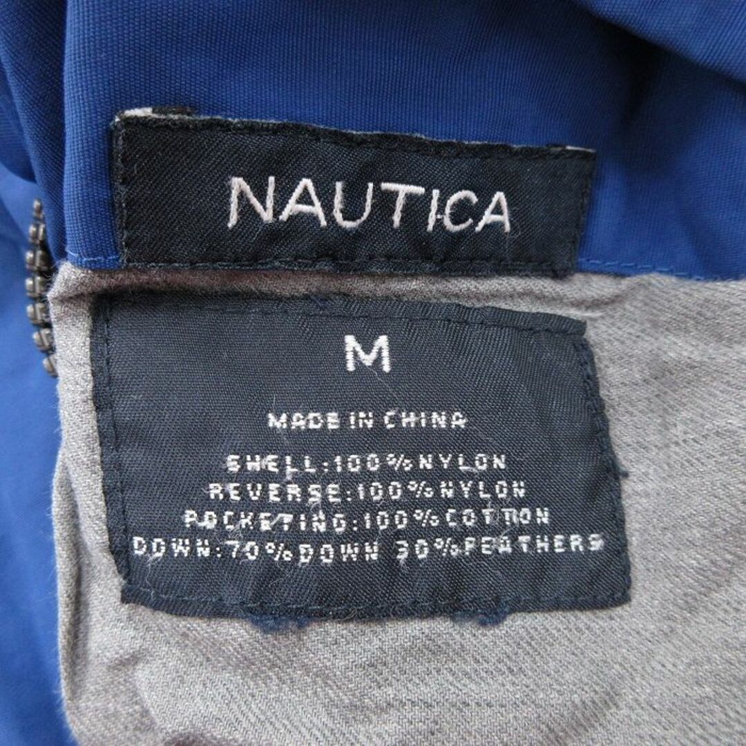 NAUTICA(ノーティカ)のXL★古着 ノーティカ NAUTICA 長袖 ブランド ナイロン セーリング ダウン ジャケット メンズ ワンポイントロゴ リバーシブル 青 ブルー 【spe】 23dec05 中古 アウター メンズのジャケット/アウター(ダッフルコート)の商品写真