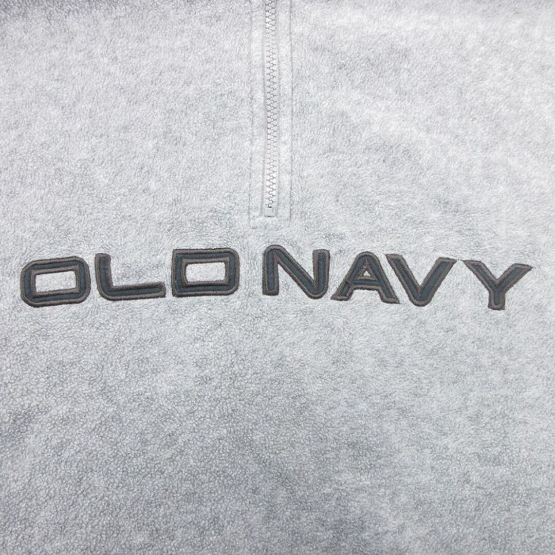 Old Navy(オールドネイビー)のL★古着 オールドネイビー OLD NAVY 長袖 ハーフジップ フリース ジャケット メンズ ビッグロゴ 刺繍 グレー 霜降り他 23dec06 中古 アウター メンズのジャケット/アウター(ダッフルコート)の商品写真