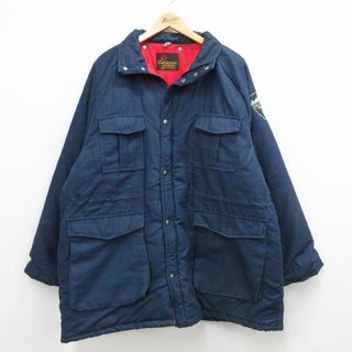 XL★古着 長袖 ジャケット メンズ 90年代 90s ルイビル 大きいサイズ ロング丈 ラグラン USA製 紺 ネイビー 内側フリース 23dec06 中古 アウター(ダッフルコート)