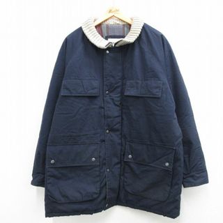 XL★古着 セントジョンズベイ 長袖 ジャケット メンズ 90年代 90s ロング丈 ラグラン 紺他 ネイビー 内側キルティング 23dec06 中古 アウター(ダッフルコート)