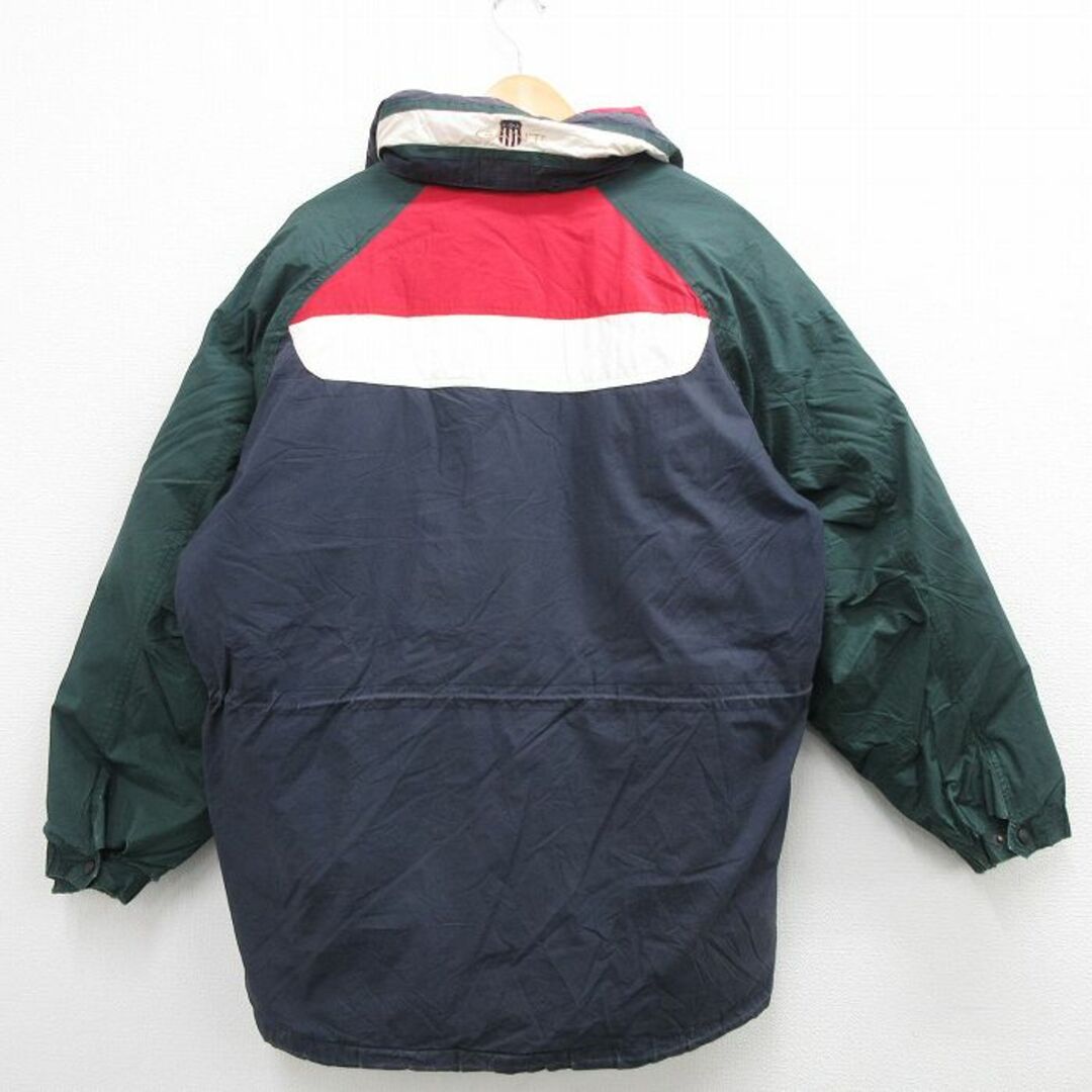 XL★古着 GANT 長袖 ダウン ジャケット メンズ 90年代 90s ロング丈 マルチカラー コットン 紺他 ネイビー 23dec09 中古 アウター メンズのジャケット/アウター(ダッフルコート)の商品写真