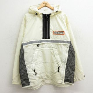 XL★古着 長袖 ナイロン ジャケット アノラック パーカー メンズ DRIFT 白 ホワイト 内側メッシュ 23dec04 中古 アウター ウインドブレーカー(ダッフルコート)