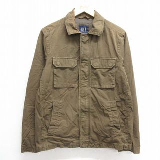 ギャップ(GAP)のM★古着 ギャップ GAP 長袖 ジャケット メンズ 00年代 00s リップストップ コットン 濃緑系 グリーン 23dec06 中古 アウター ジャンパー ブルゾン(ダッフルコート)