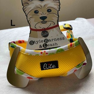 新品  犬 ハーネス　リード　セット 犬胴輪 メッシュ ソフト 通気性 黄色 L(犬)