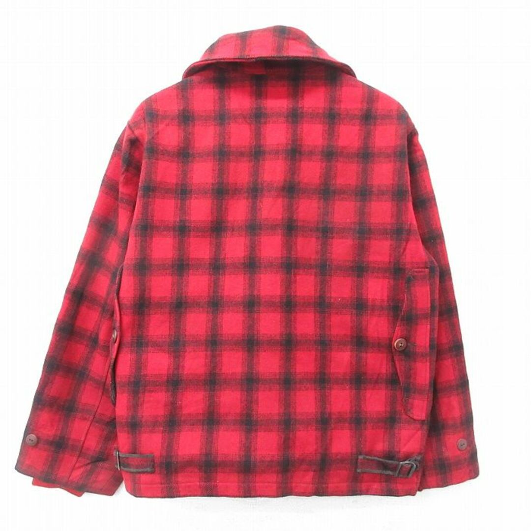 WOOLRICH(ウールリッチ)のXL★古着 ウールリッチ WOOLRICH 長袖 ビンテージ ウール ジャケット メンズ 50年代 50s タロン 赤 レッド チェック 内側キルティング 23dec04 中古 アウター メンズのジャケット/アウター(ダッフルコート)の商品写真