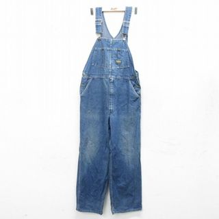 オシュコシュ(OshKosh)のW38★古着 オシュコシュ OSHKOSH オーバーオール メンズ 80年代 80s USA製 タロン 紺 ネイビー デニム 23dec05 中古 ボトムス(サロペット/オーバーオール)