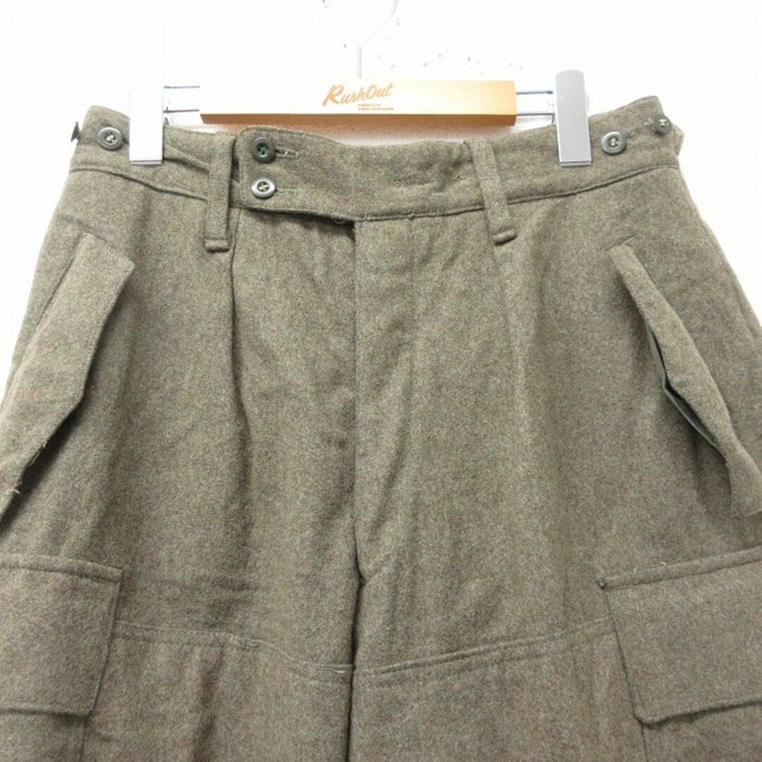 W28★古着 ビンテージ ミリタリー カーゴ パンツ メンズ 60年代 60s ドイツ軍 ウール 緑系 グリーン 【spe】 23dec07 中古 ボトムス ロング メンズのパンツ(ワークパンツ/カーゴパンツ)の商品写真