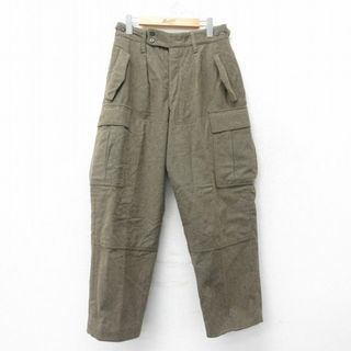 W28★古着 ビンテージ ミリタリー カーゴ パンツ メンズ 60年代 60s ドイツ軍 ウール 緑系 グリーン 【spe】 23dec07 中古 ボトムス ロング(ワークパンツ/カーゴパンツ)