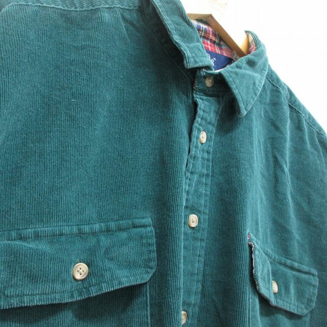 WOOLRICH(ウールリッチ)のXL★古着 ウールリッチ WOOLRICH 長袖 シャツ メンズ 90年代 90s コーデュロイ 大きいサイズ 緑 グリーン 23dec02 中古 トップス メンズのトップス(シャツ)の商品写真