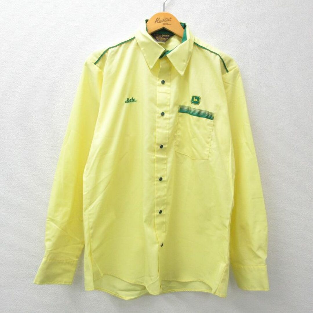 XL☆古着 長袖 シャツ メンズ 80年代 80s 黄 イエロー 23dec05 XL☆古着 長袖 シャツ メンズ 80年代 80s 黄 イエロー 23dec05