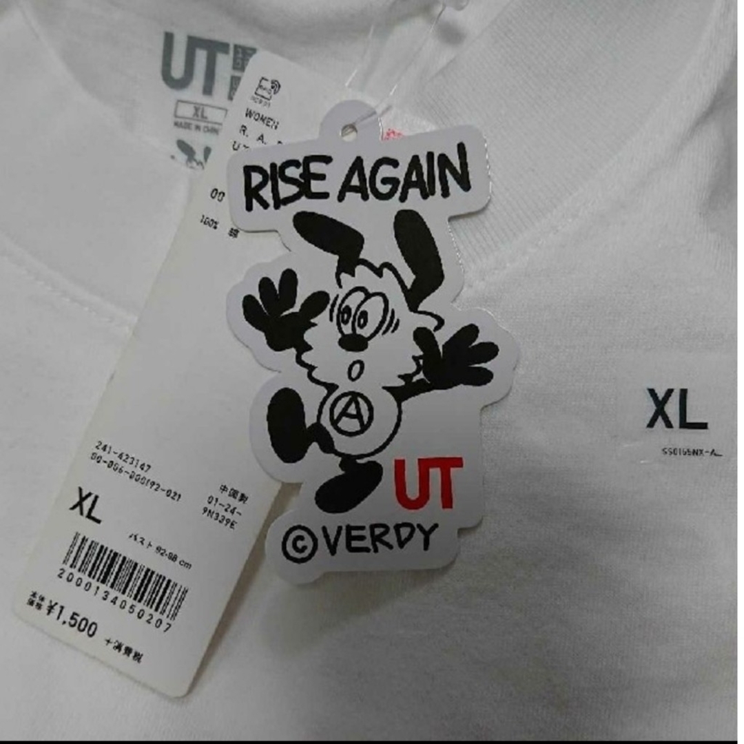 UNIQLO(ユニクロ)のユニクロ☆ヴェルディ TシャツＸＬサイズ(五分袖)【新品・タグ付き】ゆうパケ発送 レディースのトップス(Tシャツ(長袖/七分))の商品写真