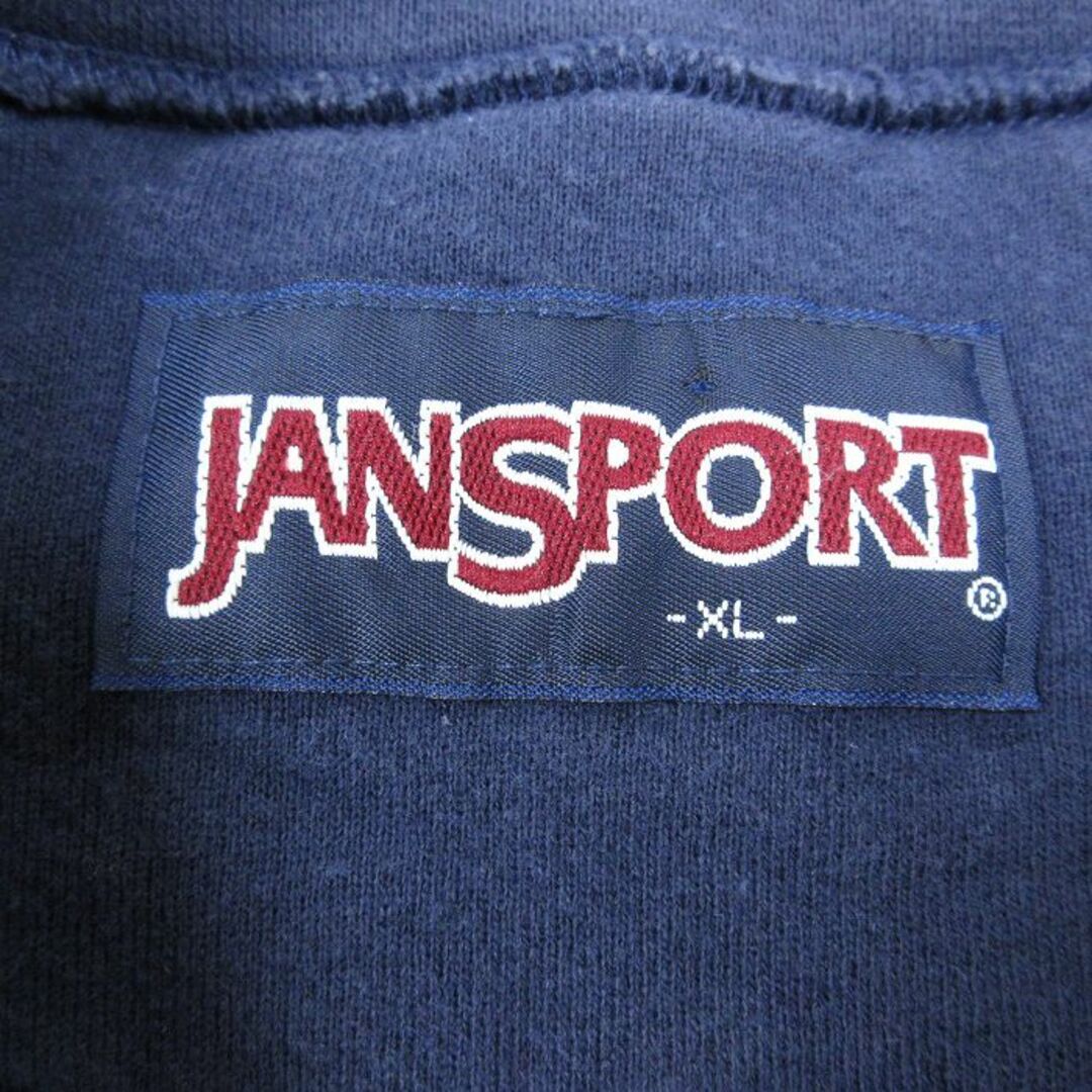 JANSPORT(ジャンスポーツ)のXL★古着 ジャンスポーツ 長袖 スウェット メンズ 00年代 00s Cal Poly 刺繍 クルーネック 濃紺 ネイビー 23dec06 中古 スエット トレーナー トップス メンズのトップス(パーカー)の商品写真