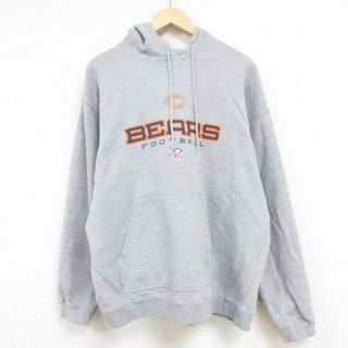 リーボック(Reebok)のXL★古着 リーボック REEBOK 長袖 スウェット パーカー メンズ 00年代 00s NFL シカゴベアーズ 薄グレー 霜降り アメフト スーパーボウル 23dec06 中古 スエット トレーナー トップス(パーカー)